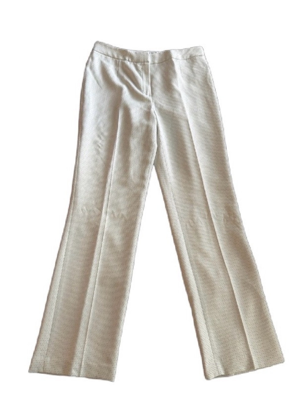 Womens White Textured Wide-Leg Trousers
